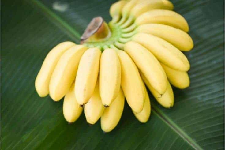 Montón de plátano en una hoja